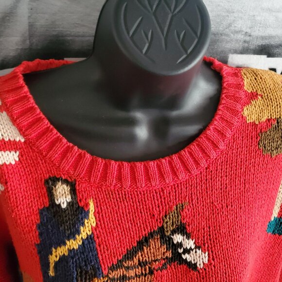 Exclusive Imports Crewneck Hunt Scene 80s Sweater Sz M- shipping incl. - Picture 4 of 16